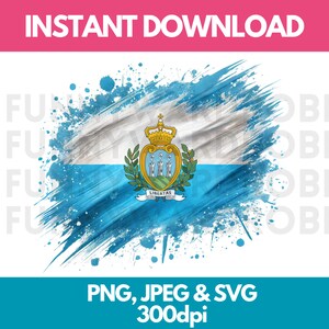 Bandeira de San Marino em aquarela: PNG SVG JPG (download digital)