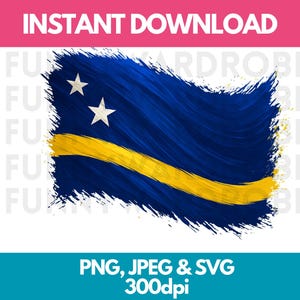 Bandeira de Curaçao Efeito Aquarela PNG SVG JPG Clipart Digital Clip Art Imagem Gráfica Download Instantâneo - Uso Pessoal/Comercial