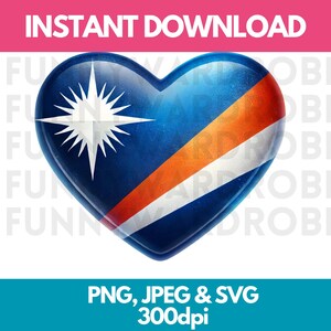 Vlag van de Marshalleilanden PNG SVG JPG hart aquarel effect digitale clipart Clip Art grafische afbeelding direct downloaden - persoonlijk/commercieel gebruik