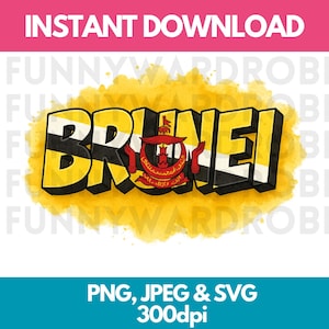 Drapeau du Brunéi Graffiti 3D texte Word Art WordArt PNG SVG JPG Clipart numérique Image graphique clipart Téléchargement instantané - Personnel/commercial