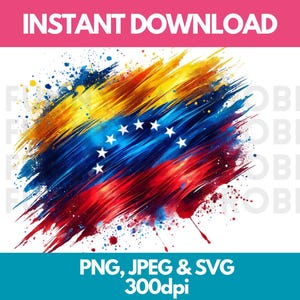 Venezuela Flag PNG SVG JPG Watercolor Effect Digital Clipart Clip Art Graphic Image Instant Download -Personal/Commercial Use