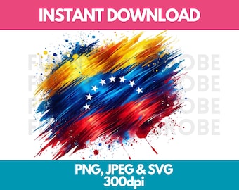 Bandera de Venezuela en acuarela: PNG, SVG, JPG (Descarga digital)