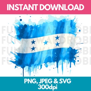 Drapeau du Honduras effet aquarelle PNG SVG JPG Clipart numérique Image graphique téléchargement - usage personnel/commercial