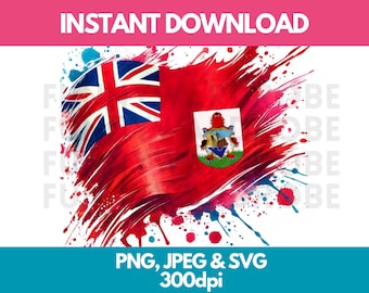 Bermudas flagga akvarell clipart: PNG SVG JPG grafik (digital nedladdning)