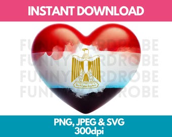 Egypt Flag Heart - Watercolor Clipart Image (Digital Download)