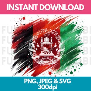 Afghanistan Flag PNG SVG JPG Watercolor Effect Digital Clipart Clip Art Graphic Image Instant Download - Personal/Commercial Use