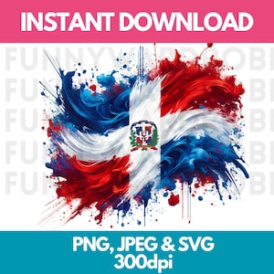 Dominican Republic Flag PNG SVG JPG Watercolor Effect Digital Clipart Clip Art Graphic Image Instant Download - Personal/Commercial Use