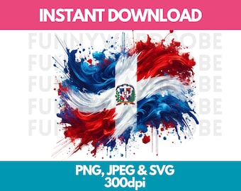 ドミニカ共和国国旗の水彩画クリップアート（PNG、SVG、JPG）