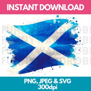 Drapeau de l'Écosse effet aquarelle PNG SVG JPG Clipart numérique Image graphique clipart téléchargement immédiat - usage personnel/commercial
