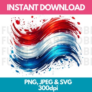Bandera de los Países Bajos con efecto acuarela PNG SVG JPG, imágenes prediseñadas digitales, imágenes gráficas, descarga instantánea - Uso personal/comercial
