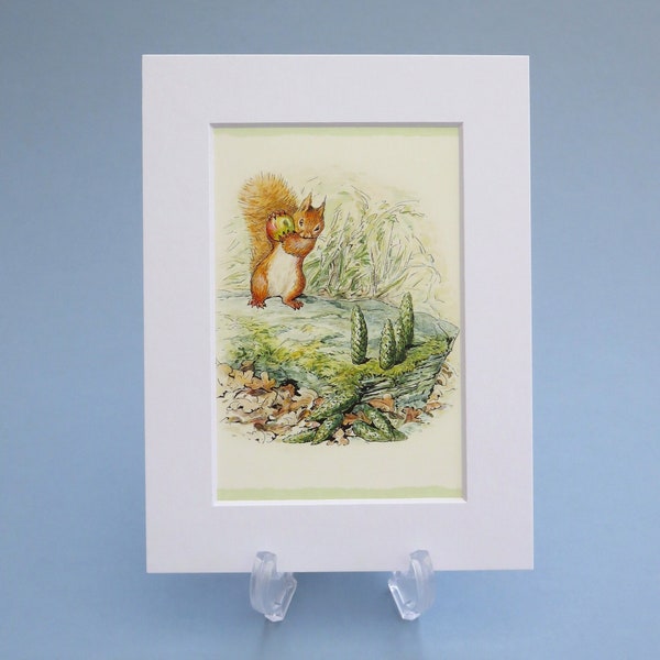 Beatrix Potter Vintage Druck von Eichhörnchen Nutkin, 15x20 cm Illustration. Ideales Geschenk fertig zum Einrahmen für ein Kinderzimmer oder Kinderzimmer.