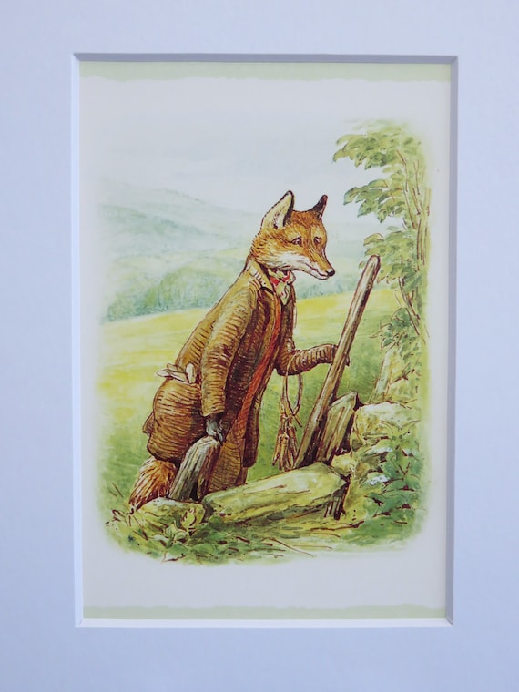 Beatrix Potter Vintage Print of Mr Tod the Fox, 6x8 Inch Mounted