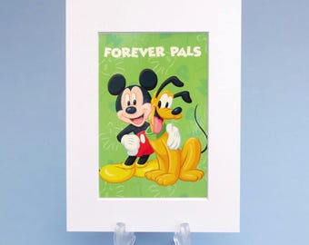 Mickey Mouse and Pluto - From an Original Disney 1970s Magazine in