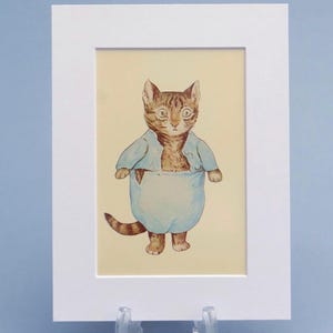 Beatrix Potter vintage print of Tom Kitten, 6x8 inch mounted illustration. Ideal gift ready to frame for a nursery or child’s bedroom.