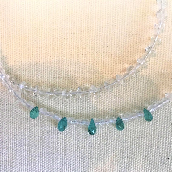 Aquamarine Necklace - White Topaz & Aquamarine Nec