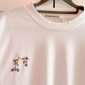 Flowers on branch embroidered t-shirt