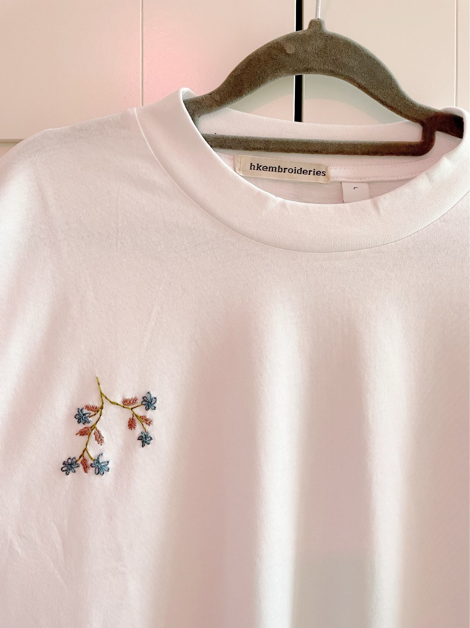 Embroidered flower t shirt hotsell
