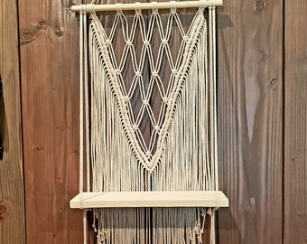 Macrame Hanging Shelf - Floating Shelf - Wall Shelf - Boho Decor - Plant Shelf - Macrame Plant Shelf - Beach Decor - Boho Decor - Room Decor