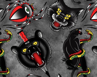 Paquete patrón de tatuaje tradicional patrón de superficie digital imprima su propio diseño de tela
