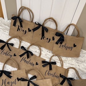 Tote bag Personalized Beach Tote Bag Bridesmaid Gift Jute Bag Wedding Burlap Bag Bridal Shower Gift Bachelorette Tote Bag Burlap Tote Bag