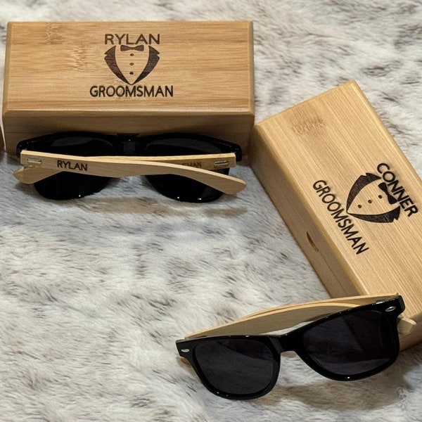 Sunglasses with box Groom to be Gift Gifts For Groomsmen Bridesmaid Wedding Gift For Guys Groomsmen Proposal Personalized Wooden Sunglasses