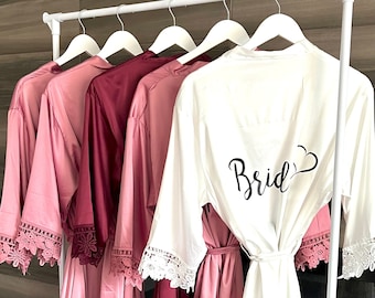 Bridesmaid Robes Bridal Party Satin Robes Bride Wedding Party Robe Custom Personalized Gift Monogrammed Flower girl robe Birthday gift