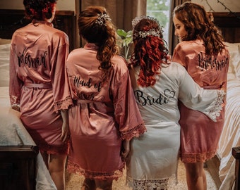 Bridesmaid robes Getting ready robes Wedding robes Bridal party robes Bride robe Personalized robes Lace robes Flower girl robe Bride to be