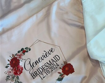 Satijnen zijden gewaden gepersonaliseerde bruiloft gewaad bruidsfeest bruidsmeisje jurk bloemen satijnen bruid gewaad bloemenmeisje gewaad bloemenkrans gewaad MOB