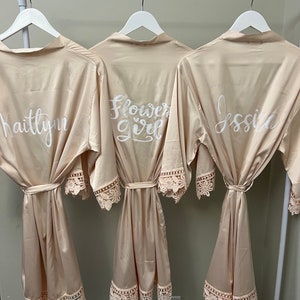 Lace Bridesmaid Robes | Bridal Party Robes | Bridesmaid Gifts | Lace Trim | Bridesmaid Proposal | Bridal Robes | Wedding Robes