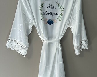 Bruidsmeisje satijnen zijden gewaden gepersonaliseerde trouwjurk bruids partij bruidsmeisje toga bloemen satijnen bruid gewaad bloemenmeisje gewaad bruidsmeisje