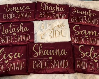 Bridesmaid Robes Bridal Party Satin Robes Bride Wedding Party Robe Custom Personalized Gift Bride to be robe Flower girl robe burgundy robes