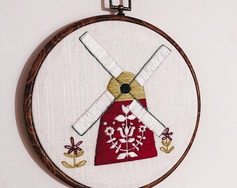 Red Windmill Embroidery Pattern