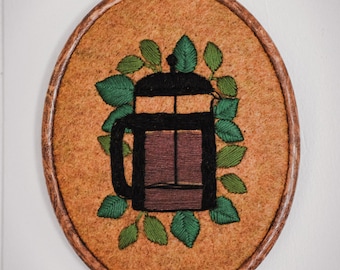 French Press Embroidery Pattern