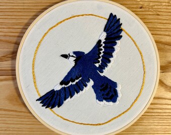 Bluejay in Flight Embroidery