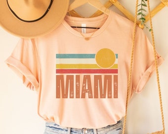 Miami Bachelorette Party Shirts Miami Girl's Trip Shirt Miami Girl's Weekend Shirt Florida Bachelorette Bridal Party Retro Bach T-Shirt