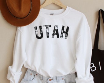 Distressed Utah Sweatshirt, Utah Women's Shirt, Utah Gift, College Student Gift, Salt Lake City Crewneck Sweatshirt, Provo UT Farmington