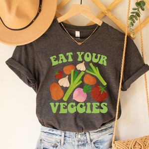 Eat Your Veggies Retro Graphic Shirt, Vegan Shirt, Farmers Market Tshirt, Vegetable Shirt, Mom Food T-Shirt, Vegetarian Apparel, Lunch Tee