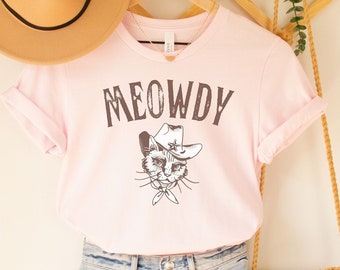 Meowdy Shirt, Cat Lover Shirt, Cat Mom Tshirt, Howdy Shirt, Funny Cat Tees, Cowboy Shirt, Pink Western Shirt, Gift For Cat Mom, Country Tee