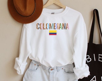 Sudadera Colombiana, Regalo Para Colombiana, Suéter de Mujer Colombia, Sudadera Colombiana, Camisas de Leopardo Latina, Sudaderas Lindas Colombia