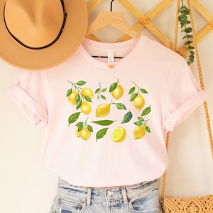 Lemon Shirt Citrus Fruit Shirt Botanical Graphic Tshirt Cottagecore Clothing Cute Fruit Shirt Garden Summer Shirt Lemonade Tee Indie Clothes