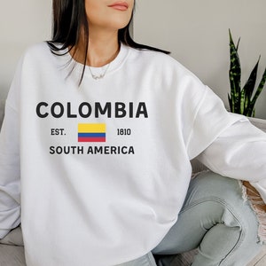 Colombia Sweatshirt, Colombiana Shirt, Gift For Colombian, Latina Crewneck, Gift For Latina, Bogota Medellin Barranquilla Cartagena Sweater