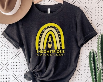 Endometriosis Awareness Shirt, One In Ten,  Endometriosis Shirt, Gift For Endo Warrior, Endo Strong, Endo Awareness, Yellow Ribbon, Pcos