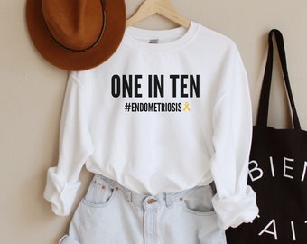 One In Ten, Endometriosis Shirt, Endo Warrior Shirt, Endo Strong, Endo Awareness, Endometriosis Awareness, Yellow Ribbon Women's Sweatshirt