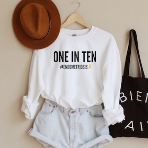 One In Ten, Endometriosis Shirt, Endo Warrior Shirt, Endo Strong, Endo Awareness, Endometriosis Awareness, Yellow Ribbon Women&#39;s Sweatshirt
