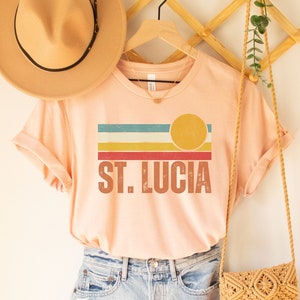 St. Lucia Vacation Shirt, Saint Lucia Retro Sunset Shirt, Caribbean Island Beach Vacation T-Shirt, St Lucia Honeymoon, St Lucia Family Trip