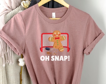 Christmas Hockey Shirt Funny Hockey Lover Gift Gingerbread Man Shirt Matching Family Holiday Shirt Hockey Mom Tshirt Ice Hockey Player Gift