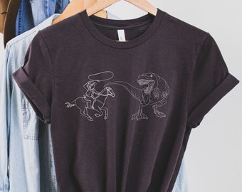 Funny Cowboy Shirt, Rodeo Apparel, Dinosaur Trex Shirt, Western Style, Cowgirl Tees, Southern T-Shirt, Gift For Dinosaur Lover, Rodeo Shirt