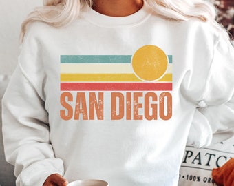 San Diego Sweatshirt, Southern California Sweatshirt, San Diego Retro Style, California Sweater, Aesthetic Beach Crewneck San Diego CA Shirt