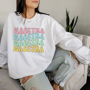 Groovy Maestra Sweatshirt Spanish Teacher Shirt Teacher Appreciation Gift Back To School Shirt Maestra Bilingue Bilingual Teacher Sweater