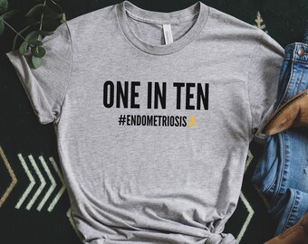 One In Ten, Endometriosis Shirt, Endo Warrior Shirt, Endo Strong, Endo Awareness, Endometriosis Awareness, Yellow Ribbon Women's T-Shirt